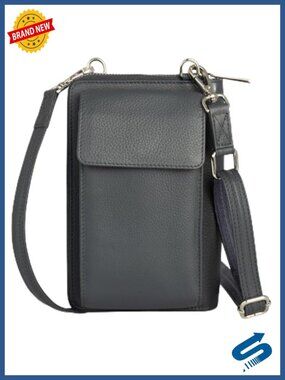 Top Grain Leather Crossbody Bag with RFID Blocking & Anti-Theft Strap